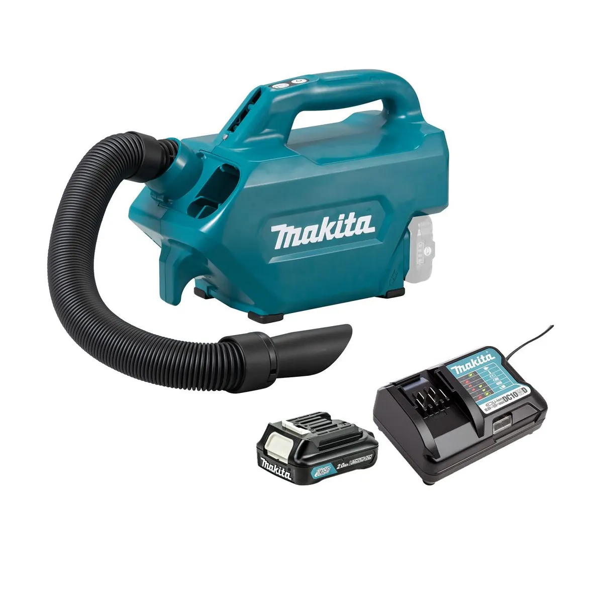 Makita CL121DWA 12V max CXT Vacuum Cleaner With 1 x 2.0Ah Battery. Charger In Bag For Convenient Cleaning
