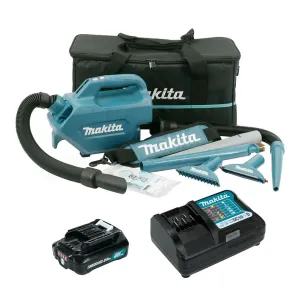 Makita CL121DWA 12V max CXT Vacuum Cleaner With 1 x 2.0Ah Battery. Charger In Bag For Convenient Cleaning