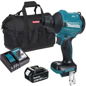 Makita DAS180Z 18V LXT Brushless Dust Blower with 1 x 5.0Ah Battery Charger & Bag
