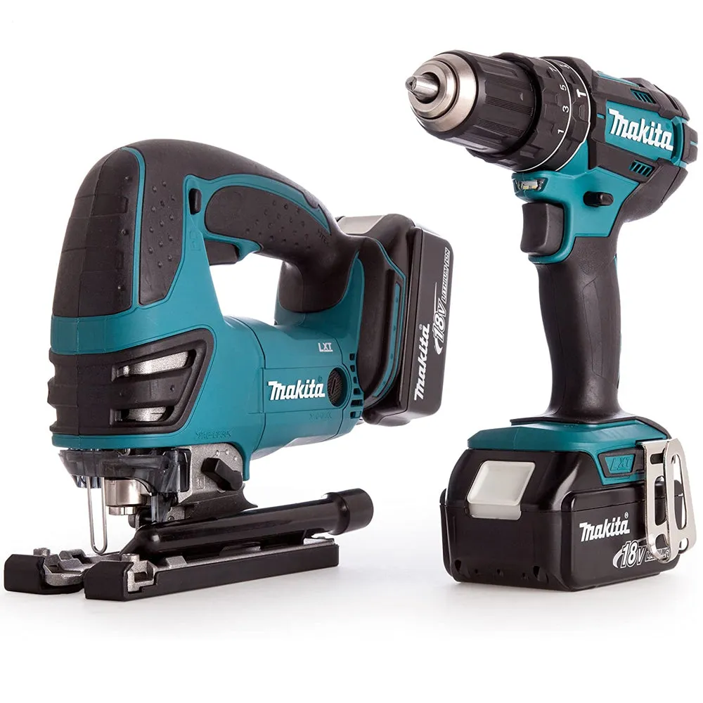 Makita DLX2134TJ 18V LXT Combi Drill & Jigsaw Combo Kit With 2 x 5.0Ah Batteries. Charger & Case