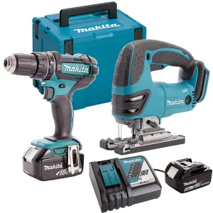 Makita DLX2134TJ 18V LXT Combi Drill & Jigsaw Combo Kit With 2 x 5.0Ah Batteries. Charger & Case