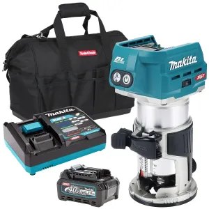 Makita RT001GZ01 40Vmax Brushless Router Trimmer With 1 x 2.5Ah Battery. Charger & Bag