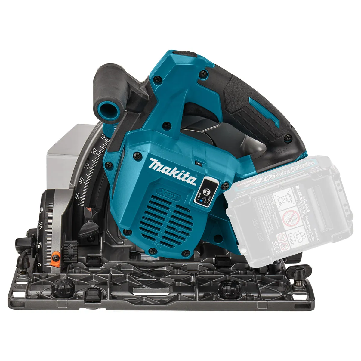 Makita SP001GZ03 40V Brushless Plunge Saw Body Only With 2 x Guide Rail. Clamp. Bag & Case