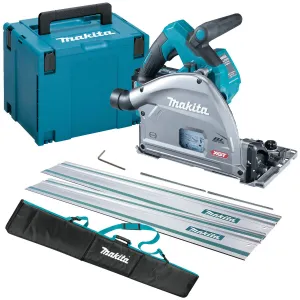Makita SP001GZ03 40Vmax Brushless 165mm Plunge Saw Body Only With 2 x 1.5m Guide Rail & Case   Rail Bag
