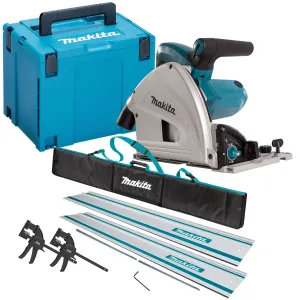 Makita SP6000J/1 110V 165mm Plunge Saw With 2 x Rails. Connector Bar. Clamp & Bag