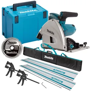 Makita SP6000J/1 165mm Plunge Saw 110V With 2 x 1.5m Guide Rail   Clamp   Bag   Blade
