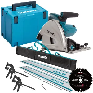 Makita SP6000J2 240V 165mm Plunge Saw   2 x Rails. Connector Bar. Clamp with Blade & Bag