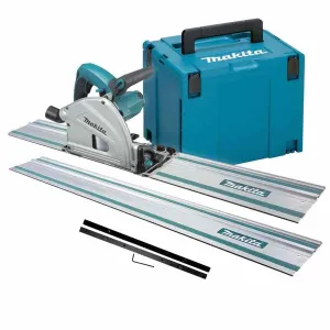 Makita SP6000J2 Plunge Saw with 2 x 1.5m Rails. Connector Bar & Case 240V
