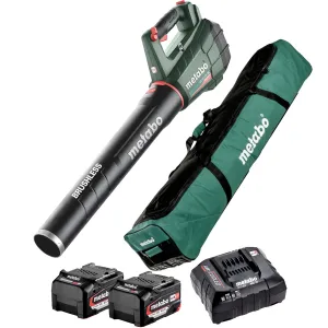 Metabo LB 18 LTX BL 18V Brushless Leaf Blower with 2 x 4.0Ah Battery Charger & Tool Bag